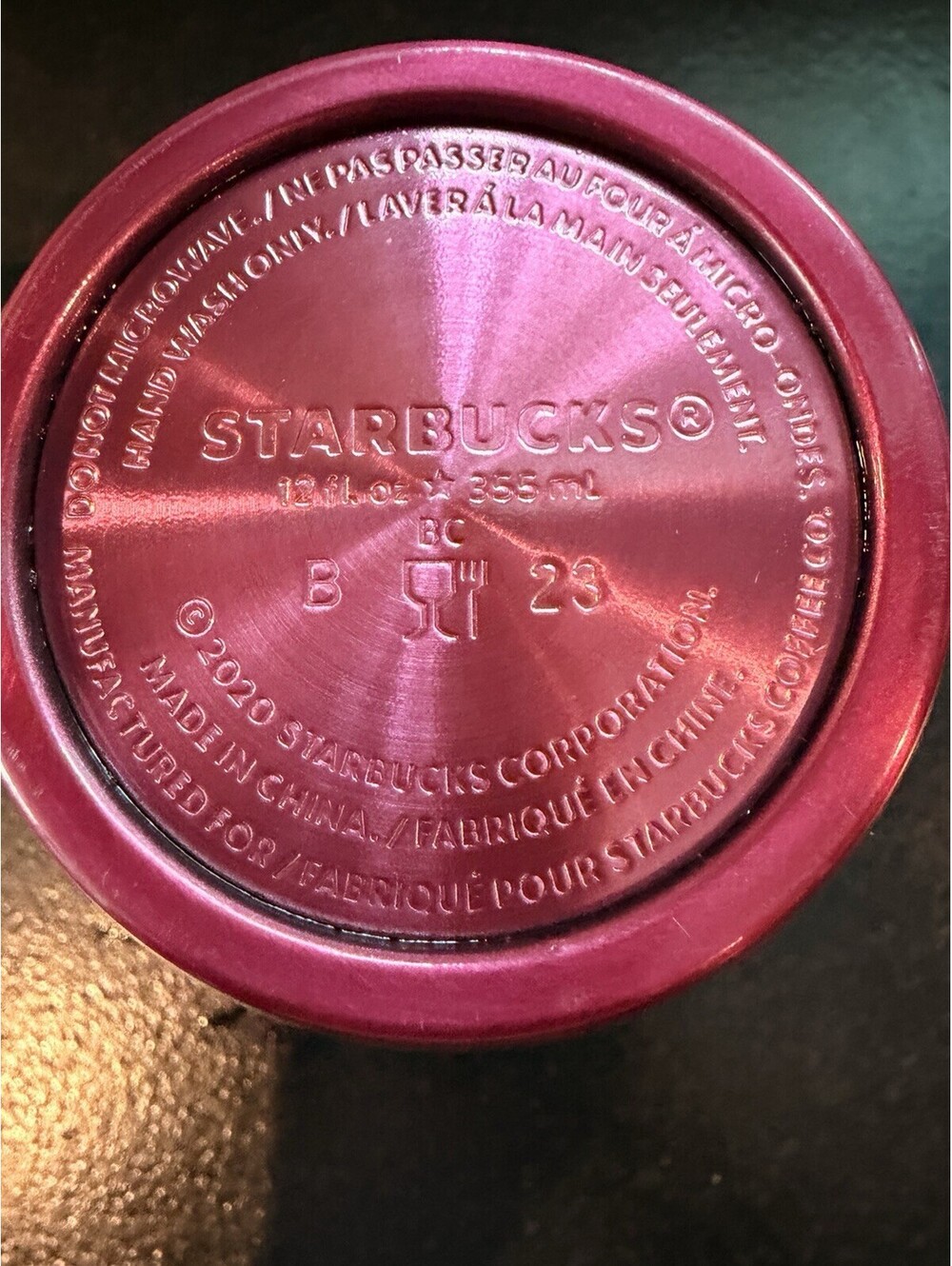 Starbucks 2023 Pink Red Silver Ribbon Stainless Steel Tumbler 12 Oz. - Picture 6 of 7